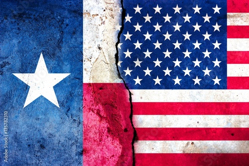 A crack in the monolith. Flag of Texas. Flag of the United States.