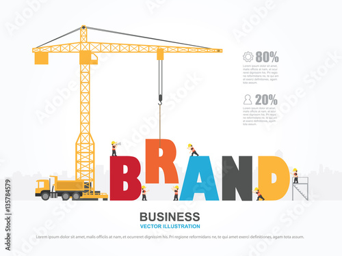 Infographic template with crane and brand building.