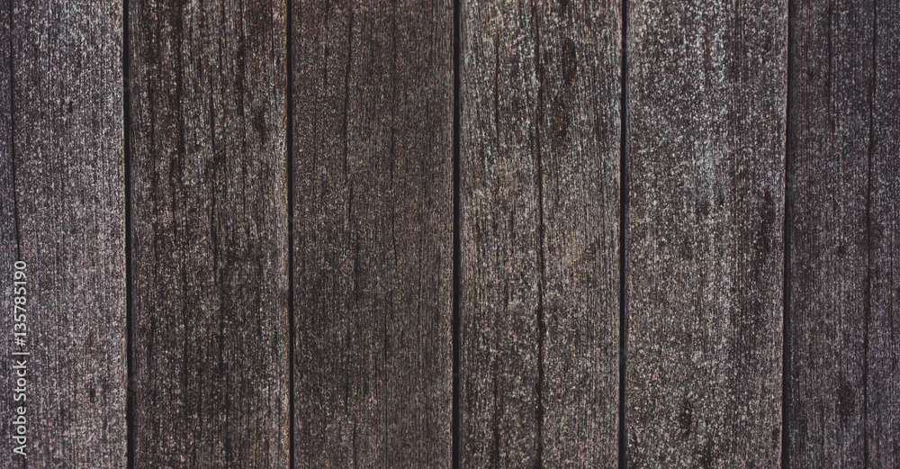 Fototapeta premium Brown background with wooden texture horizontal top view isolated, vintage dark wood backdrop, old rustic board, space blank back on the table, mockup nuture wall