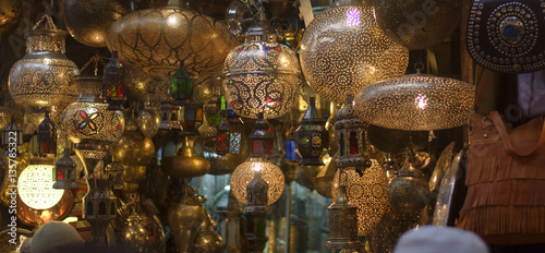 metal chandeliers in the Eastern markets alleys