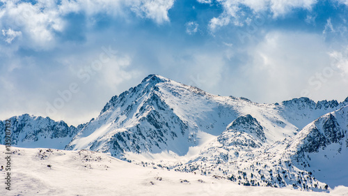 Travel to Andorra: panoramic view of the mountain peak, Grand Valira, Pyrenees mountains © Anton Ovcharov