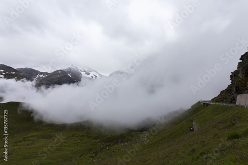 Cloudy and foggy weather in the mountains