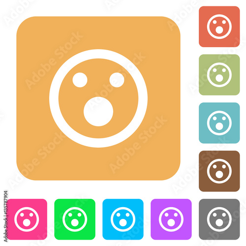 Shocked emoticon rounded square flat icons