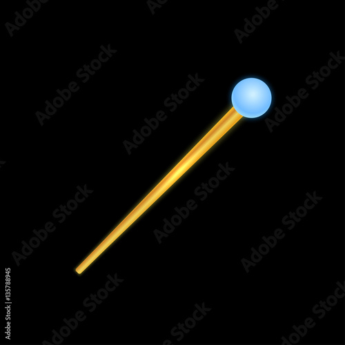Golden magic wand . Vector illustration.