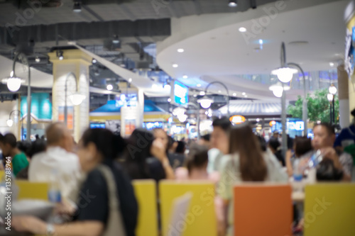 blurry food court at supermarket/mall for background