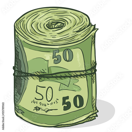 Vector Cartoon Scroll of Banknotes
