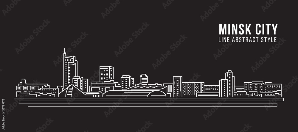 Cityscape Building Line art Vector Illustration design - Minsk city