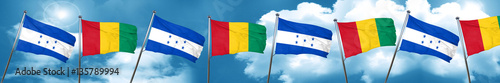 Honduras flag with Guinea flag, 3D rendering