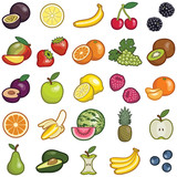 Fruit icon collection - color illustration 