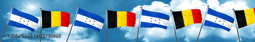 Honduras flag with Belgium flag, 3D rendering