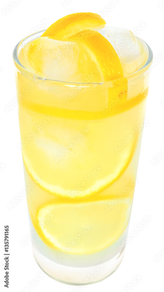 Lemonade with ice cubes and lemon isolated Lemonade with ice cubes and lemon isolated