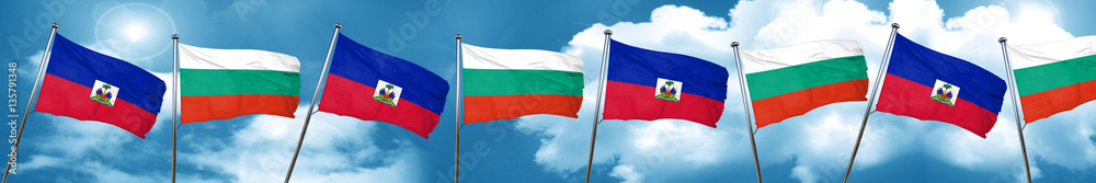 Haiti flag with Bulgaria flag, 3D rendering Haiti flag with Bulgaria flag, 3D rendering