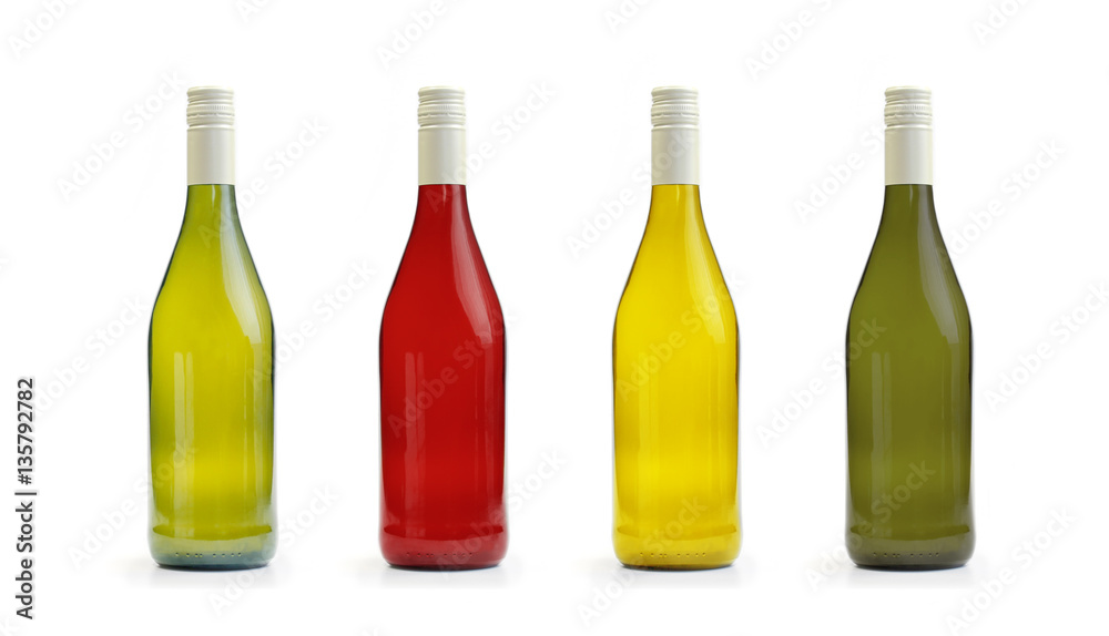 Set of wine bottles isolated on white background Set of wine bottles isolated on white background