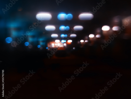 Night lamps car parking bokeh background