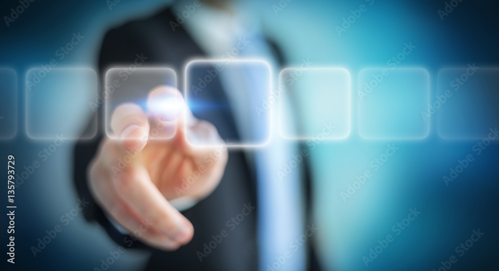 Businessman surfing on internet with digital tactile interface 3 Businessman surfing on internet with digital tactile interface 3