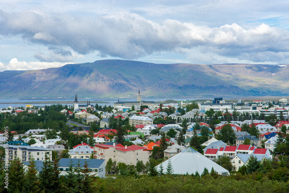 Fototapeta premium Reykjavik view from Perlan