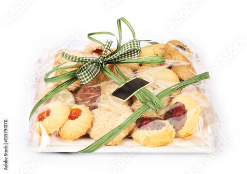 Fotografi cookie gift package with green bow