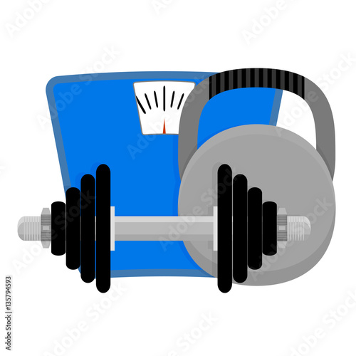 Lose weight. Dumbbells, kettlebell and scales