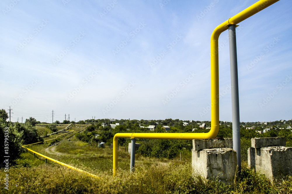Crimea, Scolkine, yellow gas pipes, Ukraine