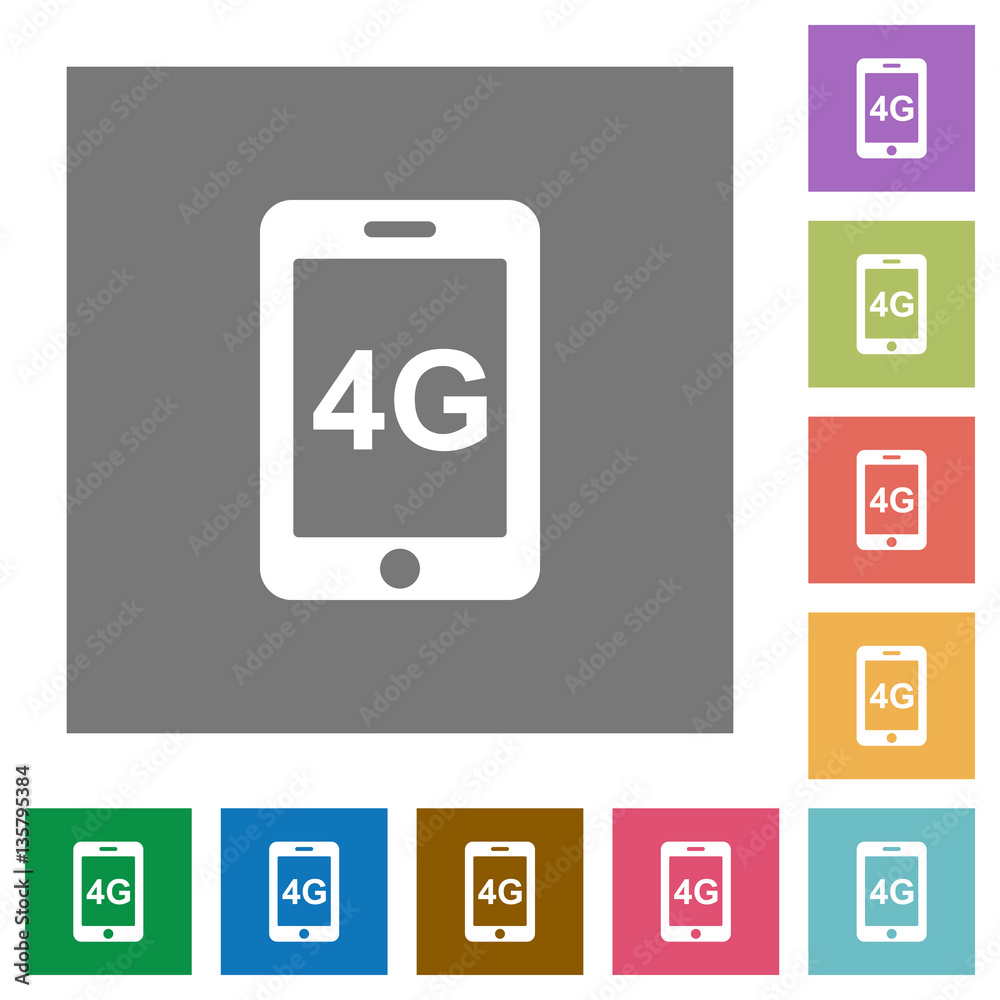 Fourth generation mobile network square flat icons Fourth generation mobile network square flat icons