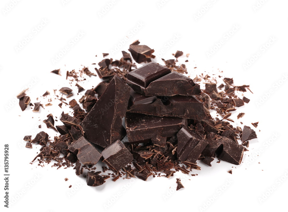 Fototapeta premium Chopped chocolate isolated on white