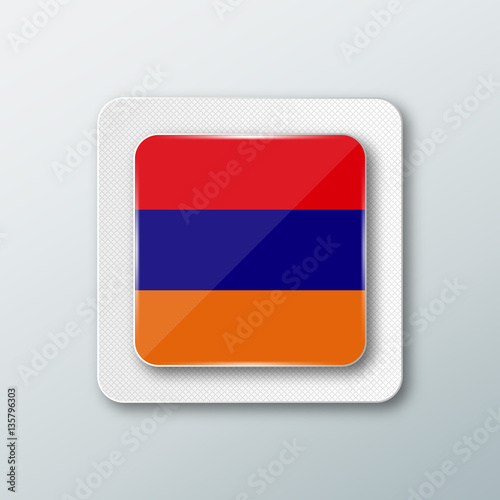 Free Download Square button with the national flag of Armenia with the reflection of light. Icon with the main symbol of the country. - GFXLoad