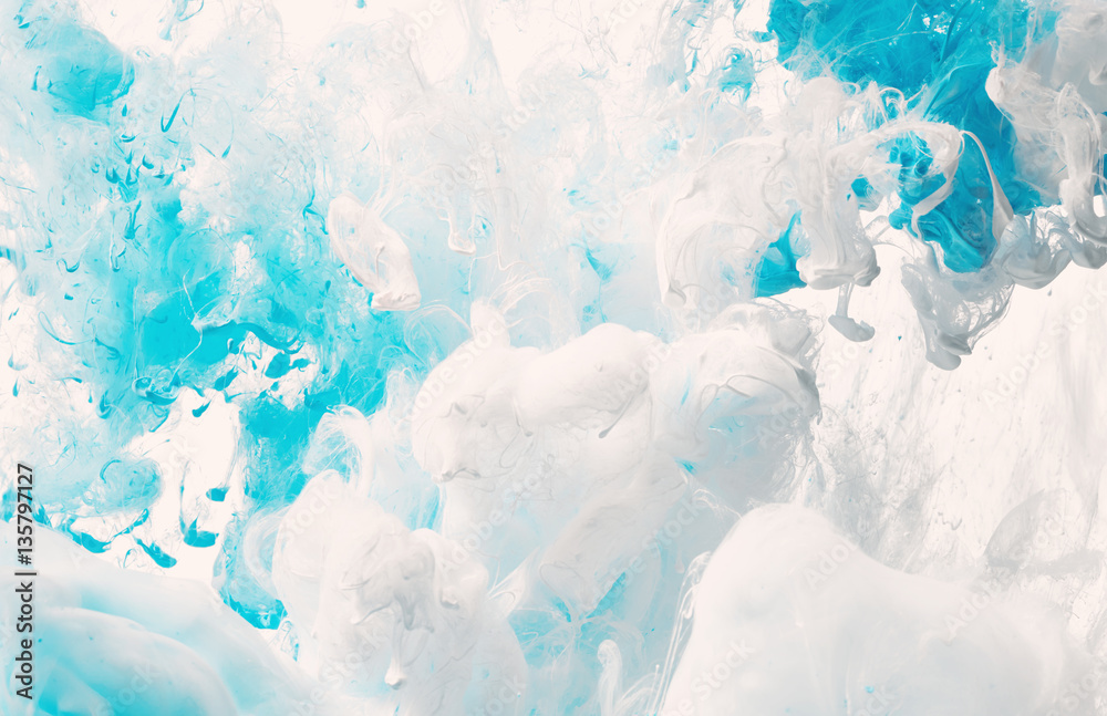 Blue and white abstract paint splash