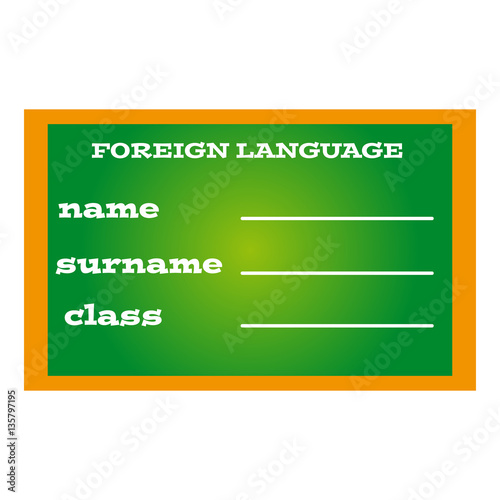 Label book foreign language on green background