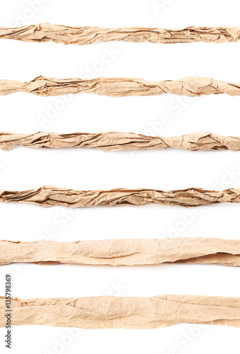 Line of crubled paper isolated