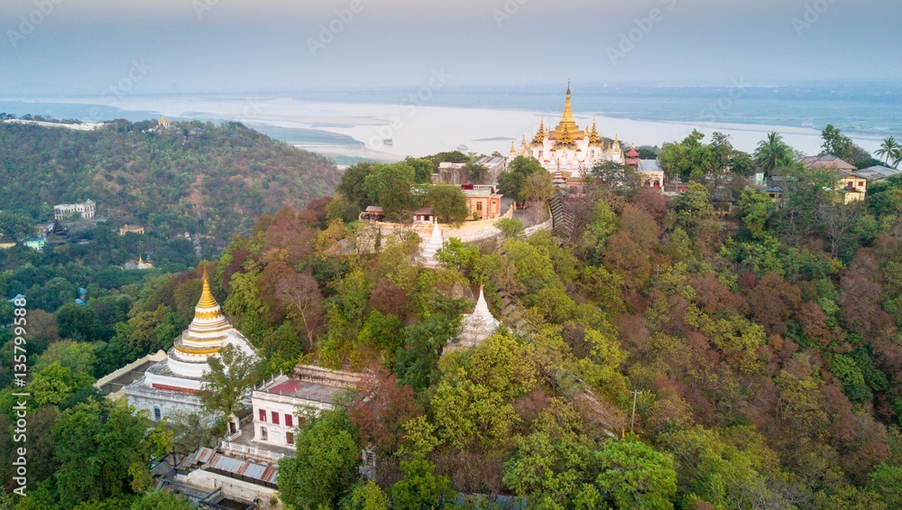 Pagodas in Sagaing's hills, Myanmar