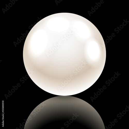 Pearl on black background. Illustration. Vector. 