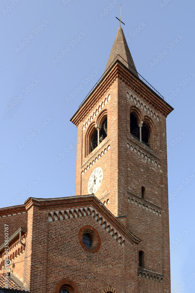 bell tower of Monlue abbey, Milan, Italy