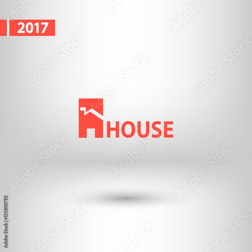 House icon. Sample text, vector illustration. Flat design style 