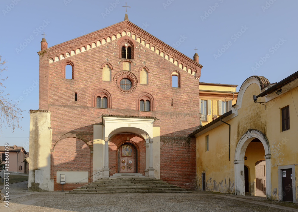 church facade of Morimondo abbey, Milan, Italy