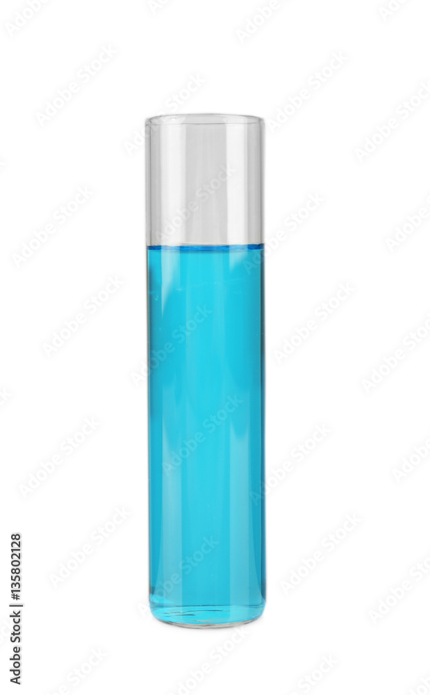 Flask with color water on white background Flask with color water on white background