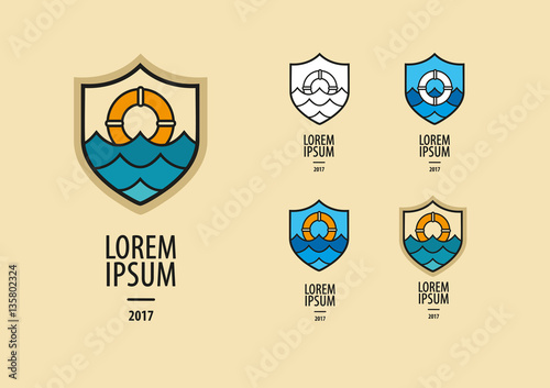 Sea lifebuoy labels vector graphic