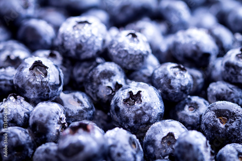 closeup fresh picked blueberries 