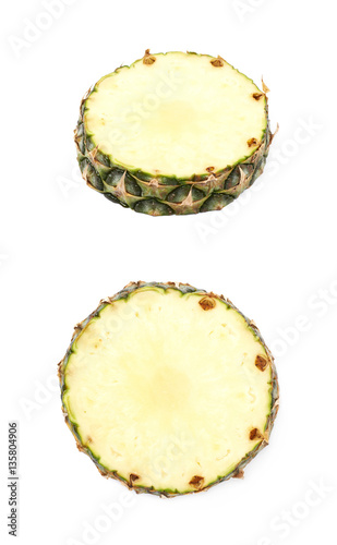Cross-section pineapple slice isolated