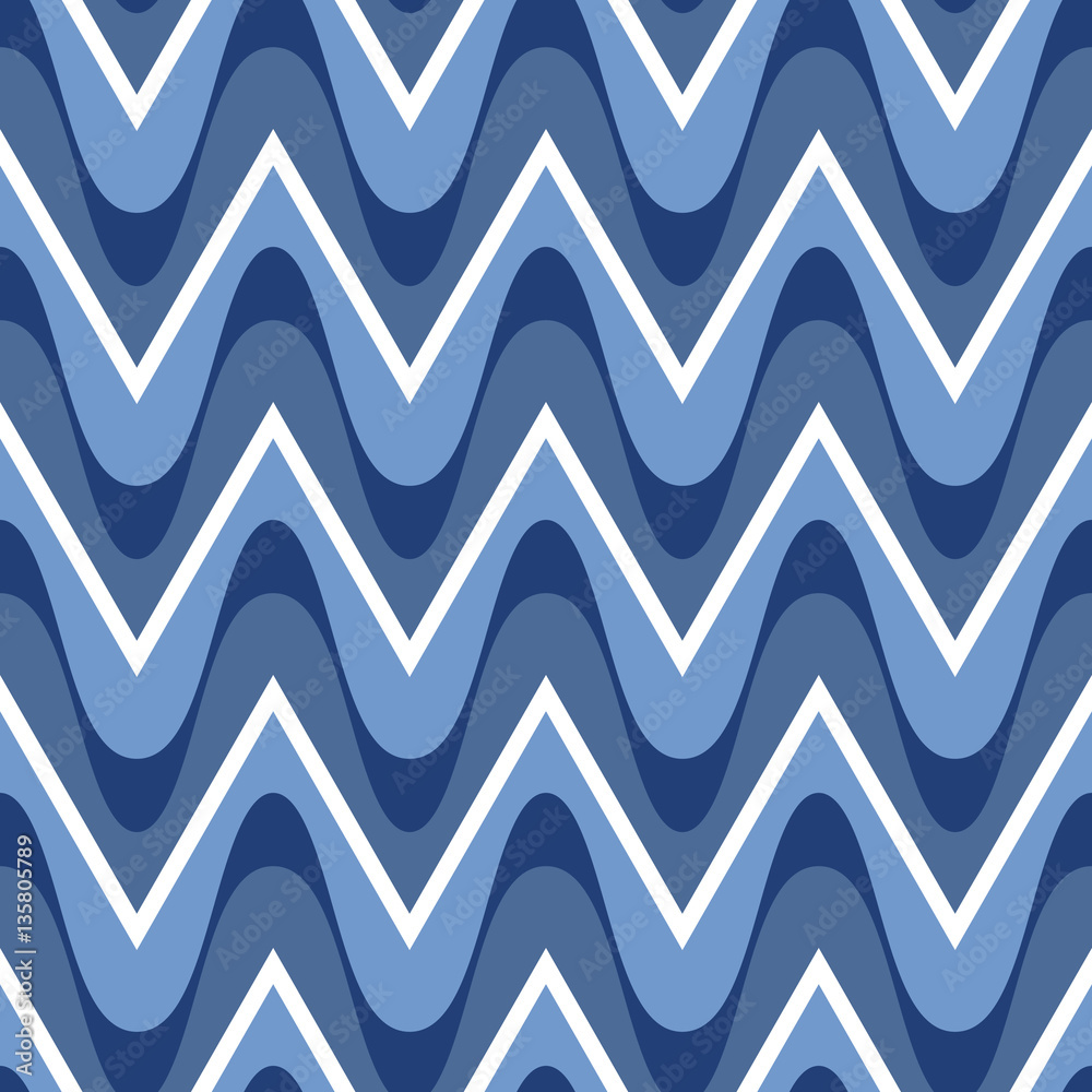 Simple blue scalloped seamless pattern