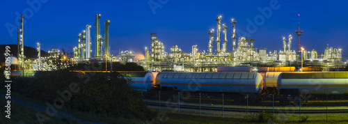 Heavy Industry Panorama At Night
