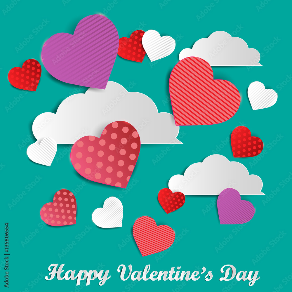 Heart from paper. Valentines day card