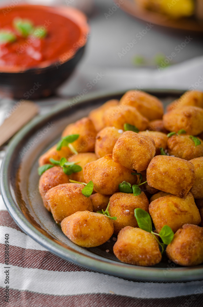 Homemade fried mini croquettes
