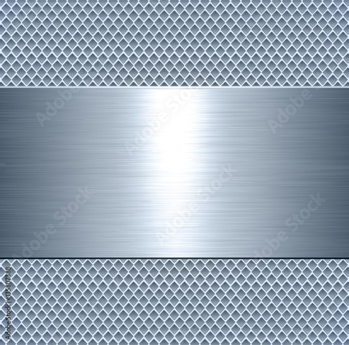 Metallic background, blue metal plate texture - vector polished metal
