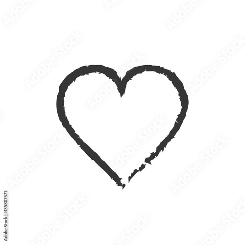 Heart grunge icon love black symbol. Vector.