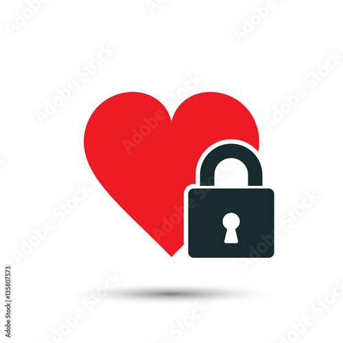 Heart lock icon, vector.