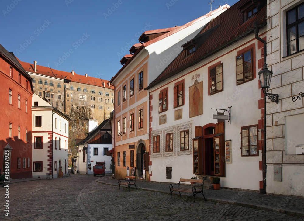 Siroka street in Cesky Krumlov. Czech republic