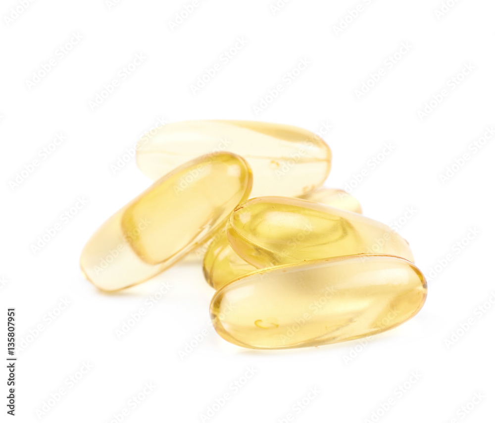 Pile of softgel pills isolated