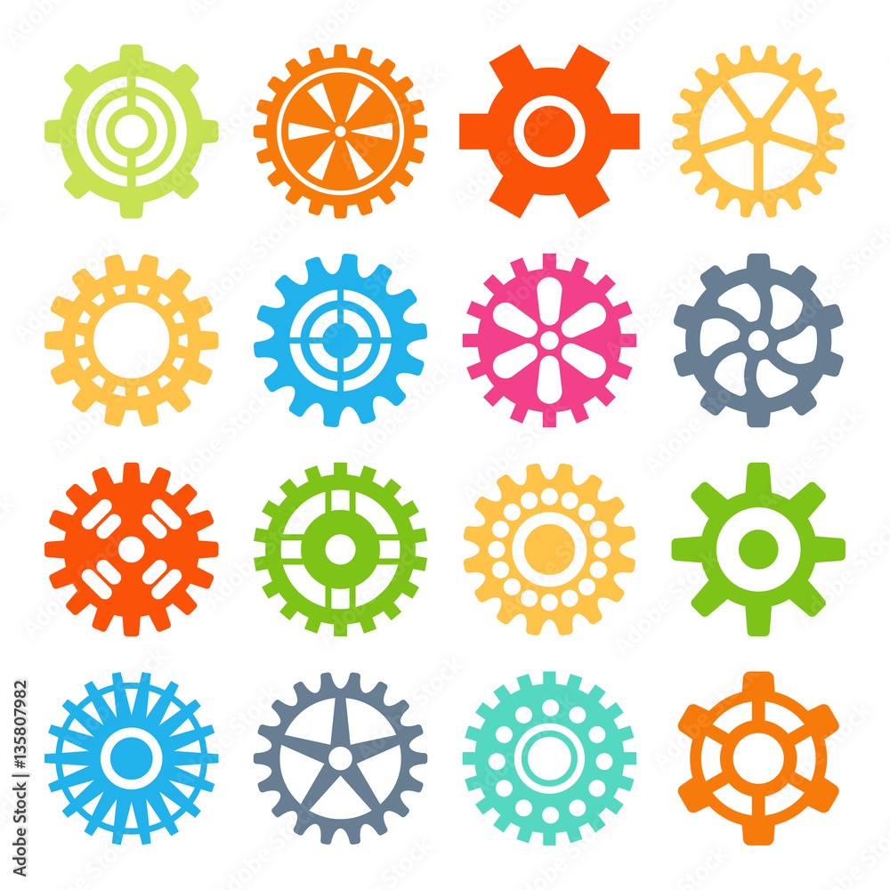 Gear icons isolated vector illustration. Gear icons isolated vector illustration.