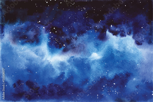 Watercolor universe Sky, stars, deep space Violet, blue, fantasy background