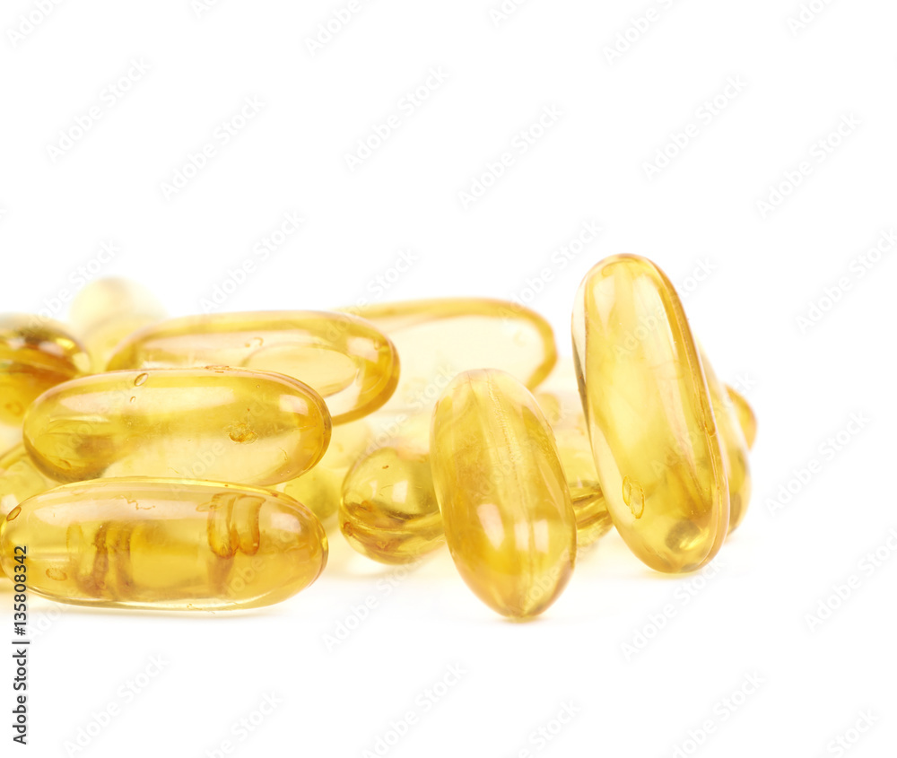 Pile of softgel pills isolated Pile of softgel pills isolated